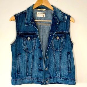 Rag & Bone Distressed Denim Burney Vest Small